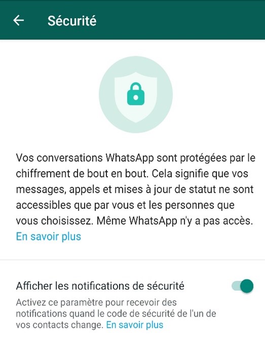 Whatsapp Securité Chiffrement Bout en Bout