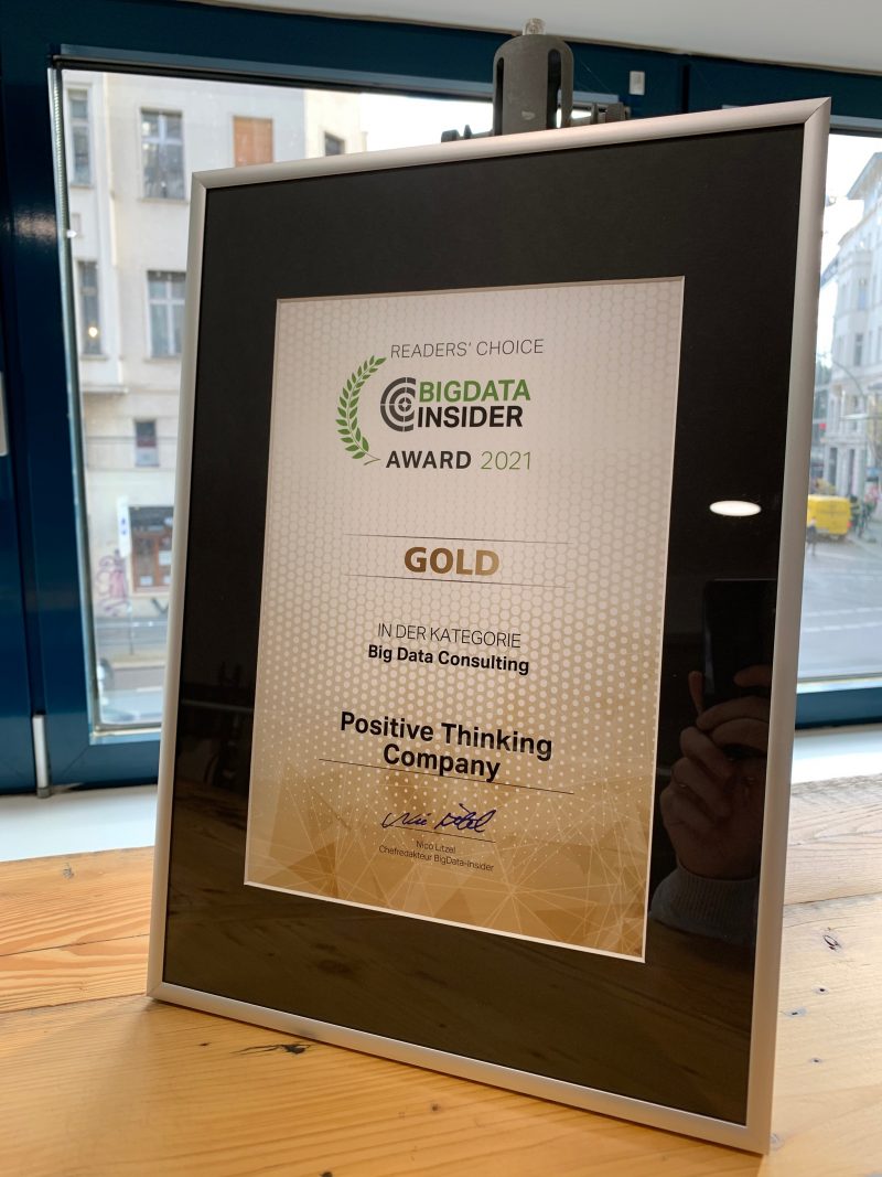 Positive Thinking Company Deutschland gewinnt Gold beim Big Data Insider Award 2021